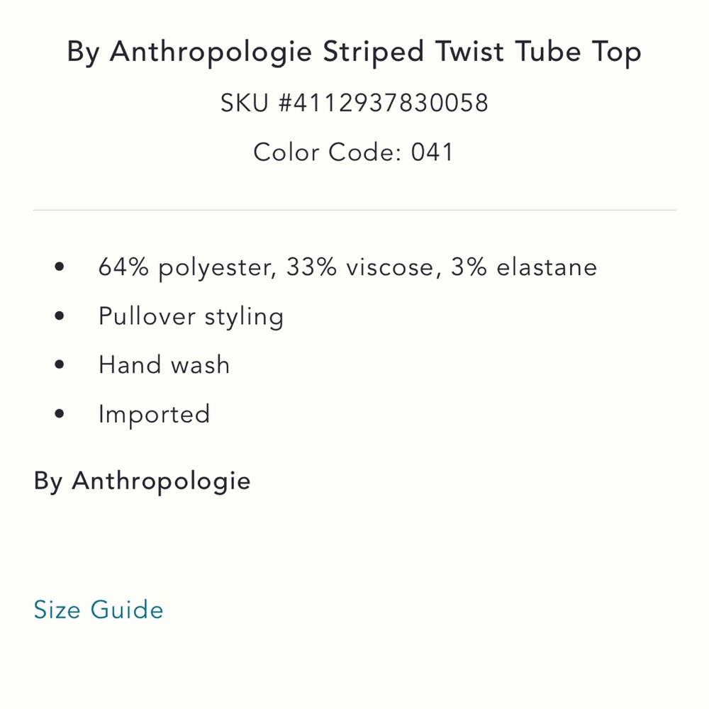 ✨ Anthropologie Striped Twist Tube Top Sz XL - Picture 5 of 6